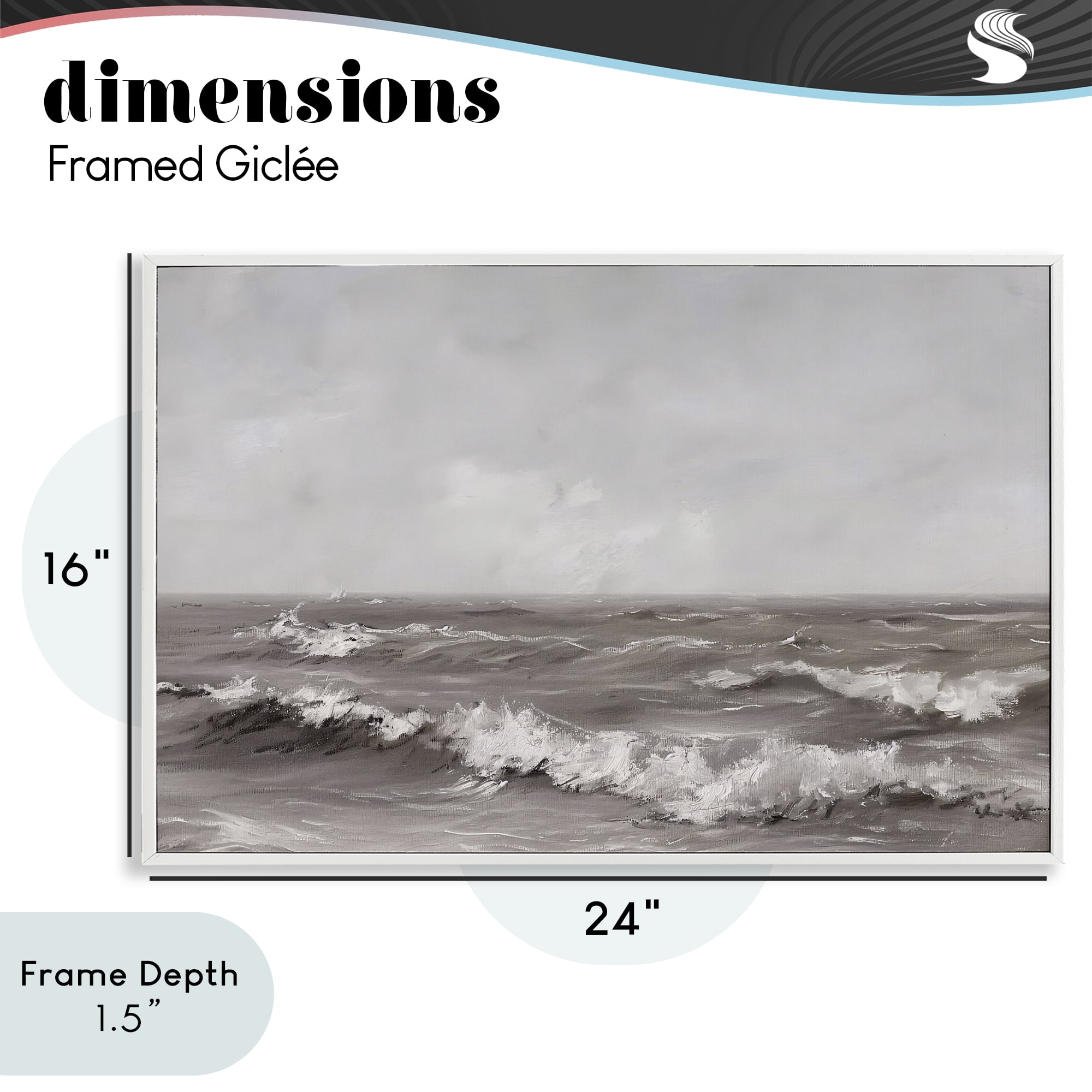 Stupell Industries Monochrome Sea Ripples White Framed Giclee Art, design by Jacky Ngan