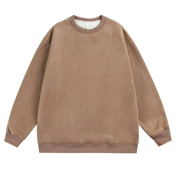 pstuiky camisetas de manga larga para hombre, Blusas y camisas casuales de cuello redondo y manga larga de color liso para hombre salir tops xxxl