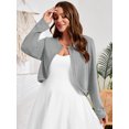 thumbnail image 6 of SHOWMALL Women's Plus Size Open Front Cropped Cardigan Light Gray 4X Lightweight Long Sleeve Bolero Shrug for Dresses, 6 of 8