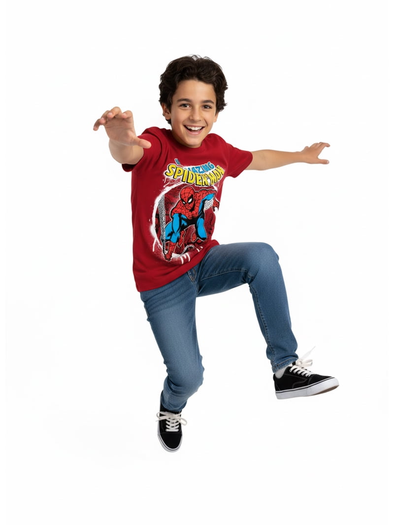 Cotton Soul Maglietta Uomo Spiderman Marvel City Slinger - Colore Nero, Cotone 100%