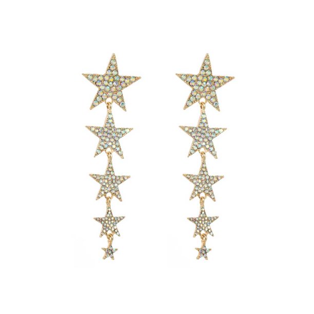 Sonducket Pendientes de estrella, pendientes de múltiples capas con purpurina y diamantes de imitación, pendientes de estilo elegante, joyería para Ropa, zapatos y accesorios Miscelánea AB oro Sonducket AP017534-02