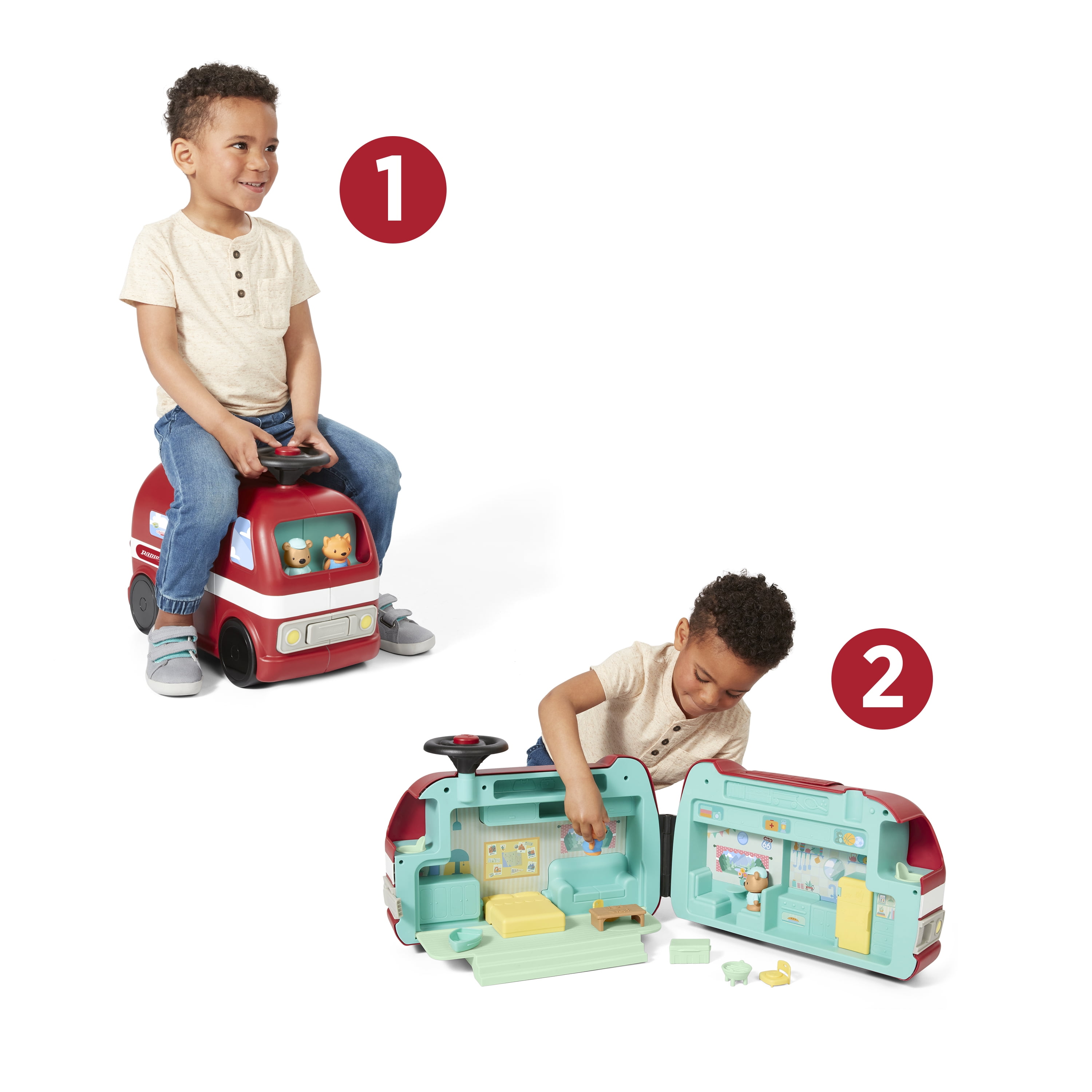 Radio Flyer Ride & Play Camper Playset, Ride-on for Kids, Red, Quantity 1