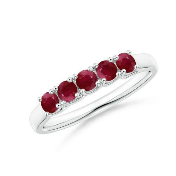 Round Shape Red Ruby Eternity Band Ring Women 925 Sterling Silver July Birthstone Wedding Anniversary Gift Gemstone Jewelry
