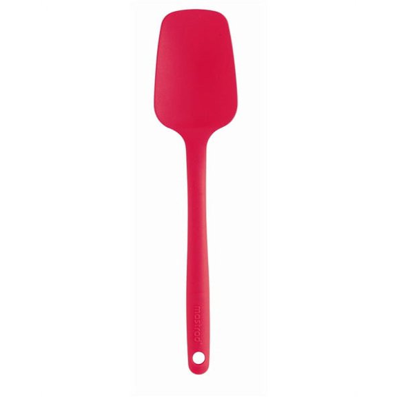 mastrad silicone spoon spatula - non-stick rubber spatula - ideal for mixing, scooping, and scraping - dishwasher safe and high heat resistant (red)