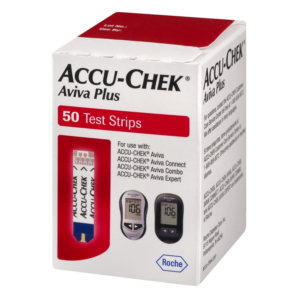 Accu-Chek Aviva Plus Blood Glucose Test Strips - 50 Test Strips per Box