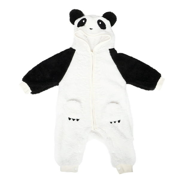 Body de invierno con diseño de panda para recién nacidos, niños y niñas, adorable ropa de felpa de manga larga, cálida y acogedora para clima frío, 73 cm