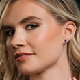 thumbnail image 4 of Gem Stone King 14K White Gold Blue Sapphire and Pink Lab Grown Diamond Teardrop Stud Earrings for Women | 1.80 Cttw | Gemstone September Birthstone | Pear Shape 7X5MM, 4 of 6