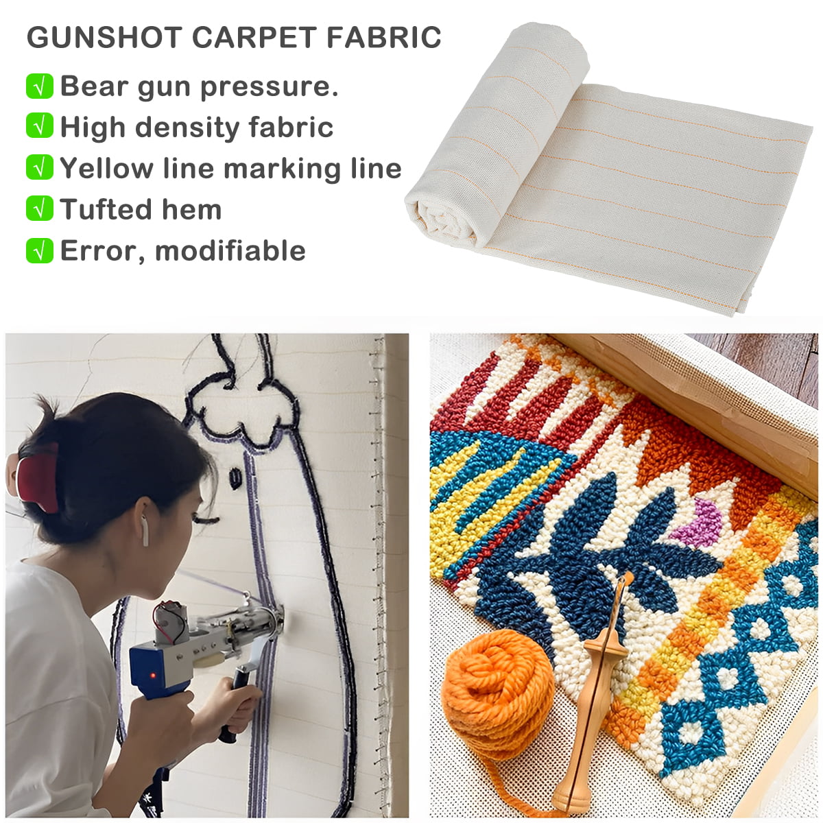 79 × 59 Large Overlocking Tufting Cloth with Marked Lines- Primary Monk's  Cloth Punch Needle Fabric for DIY Rug-Punch Tufting Gun
