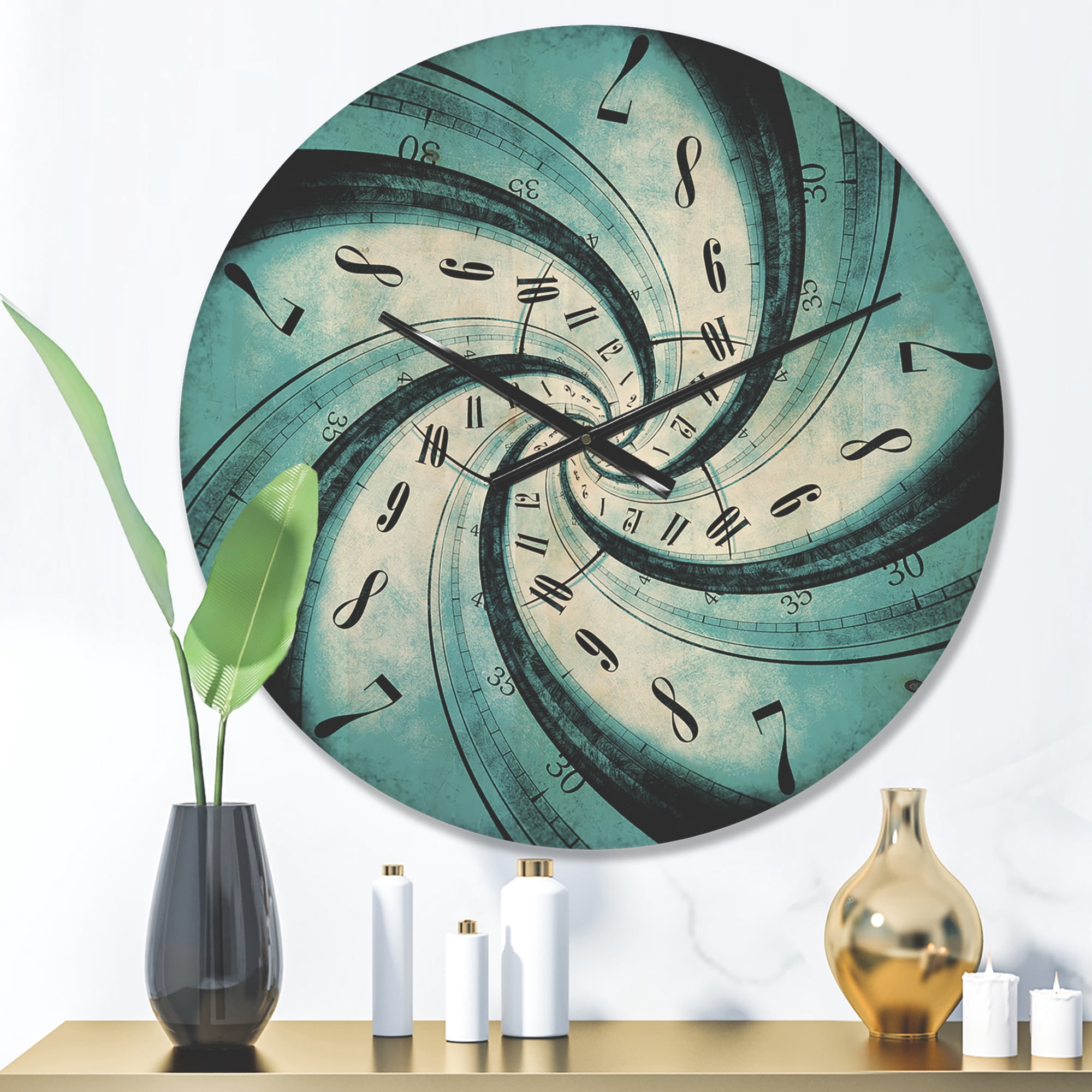 Designart 'Vortex Time Spiral ' Modern Wood Wall Clock