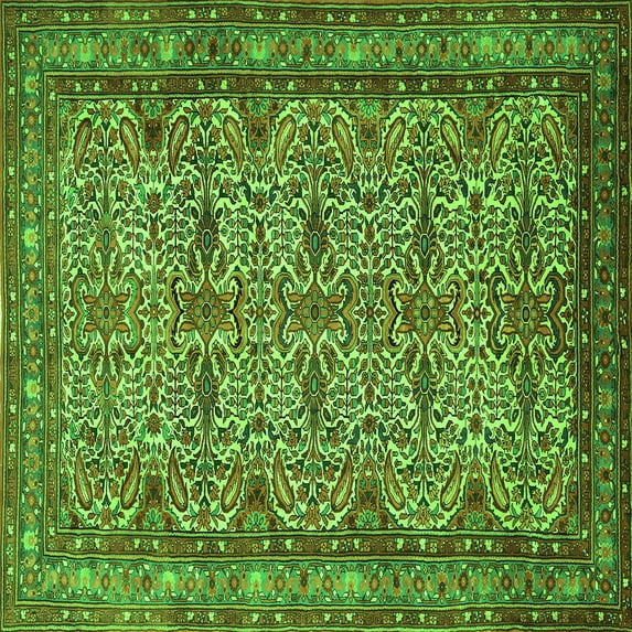 Ahgly Company Indoor Square Persian Green Traditional Area Rugs, 6' Square