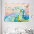 thumbnail image 1 of Modern Decor Tapestry, Cartoon Like Image Waves Birds Foams Bubbles with Sunset Like Design Artwork, Wall Hanging for Bedroom Living Room Dorm Decor, 80W X 60L Inches, Multicolor, by Ambesonne, 1 of 2