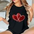 thumbnail image 4 of WREESH Womens Graphic Tshirt Valentine's Day Heart Printed Short Sleeve Tees Tops for 2025 Fashion T-Shirts Black, 4 of 5