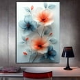 thumbnail image 3 of Mudket Teal and Coral Floral Canvas Wall Art, Framed Ready to Hang, Watercolor Flower Print for Living Room Office, Modern Wall Decor - 12"L x 8"W, 3 of 10
