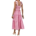 thumbnail image 6 of Square Neckline Women Floral Print Sleeveless Smock Long Ruffle Dress, 6 of 7