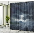 thumbnail image 5 of Ambesonne Blue Shower Curtain, Stromy Sky over Mountains, 69"Wx84"L, Blue, 5 of 5