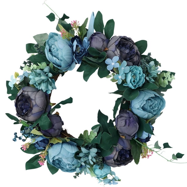 Advancent Guirnalda de flores artificiales con hojas verdes, peonías, festival colgante para puerta de pared, hecho a mano para adornos Decoración