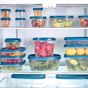 Mainstays Reusable Food Storage Containers Set, Plastic, Multi-Size, 34 Pieces, 17 Containers and 17 Lids