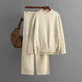 thumbnail image 2 of Ltctricy Women's Fall Sweater Outfits 2 Piece Knitted Long Sleeve Mock Neck Pullover Tops and Wide Leg Pants Trendy Sets, 2 of 3