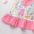thumbnail image 6 of IBTOM CASTLE Kids Girls Back to School Dress Sleeveless Pencil Book Causal Ruffle Kindergarten Dresses with Pockets 3-4 Years Pink + White, 6 of 8