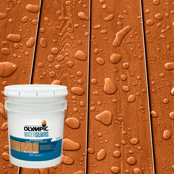 Olympic WaterGuard 5 Gallons Woodland Cedar Transparent Exterior Wood Stain and Sealer