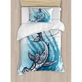 thumbnail image 3 of Ambesonne Shark Hammerhead Fish with Ornamental Ethnic Effects Swimming Ocean Image Duvet Cover Set, 3 of 3