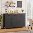 thumbnail image 2 of Hiphuta 47"W Buffet Cabinet with Adjustable Shelf, Modern Farmhouse Coffee Bar with 3 Drawers and Sturdy Base for Small Space and Living Room, Black, 2 of 10