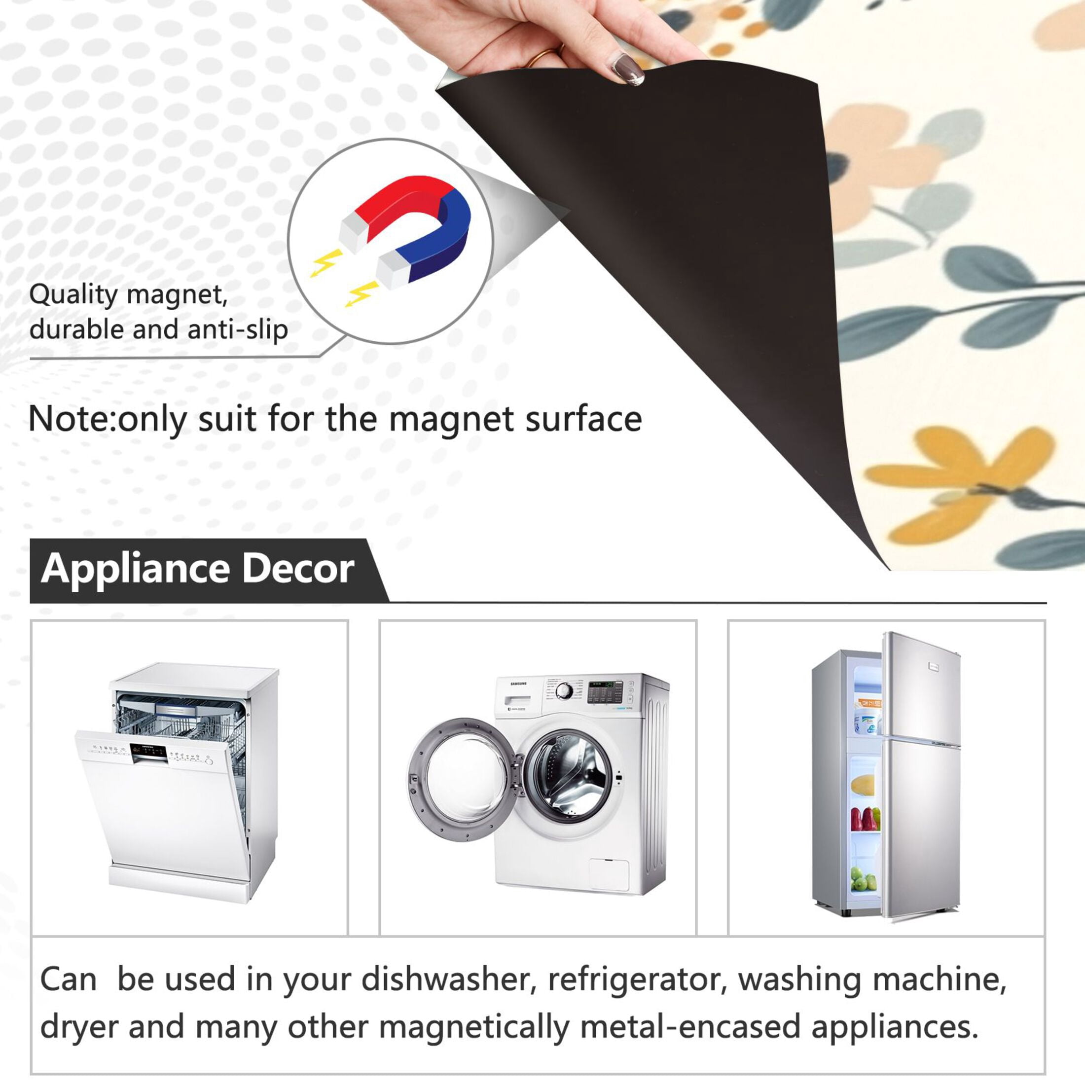 Dishwasher Magnetic Sticker 23x26 Inch Refrigerator Magnetic Sticker Washing Machine Magnetic Sticker Kitchen Panel Magnetic Sticker Home Decor Cartoon Cute White Dog