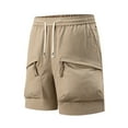 thumbnail image 3 of Busydd Mens Shorts S-4XL Trendy Solid Color Summer Shorts Loose Oversized Elastic Waist Drawstring Casual Shorts Plus Size Shorts with Zipper Pockets, 3 of 4