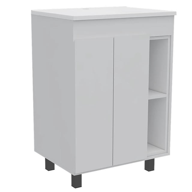 TUHOME Coiffeuse Meka 24 Pouces en Bois Manufacturé Blanc