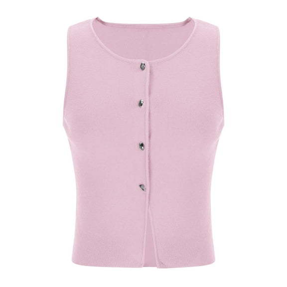 HADST Women's Cropped Crew Neck Tank Tops - Summer Sleeveless Loose Fit, Solid Color Casual Camisole, Effortless Chic