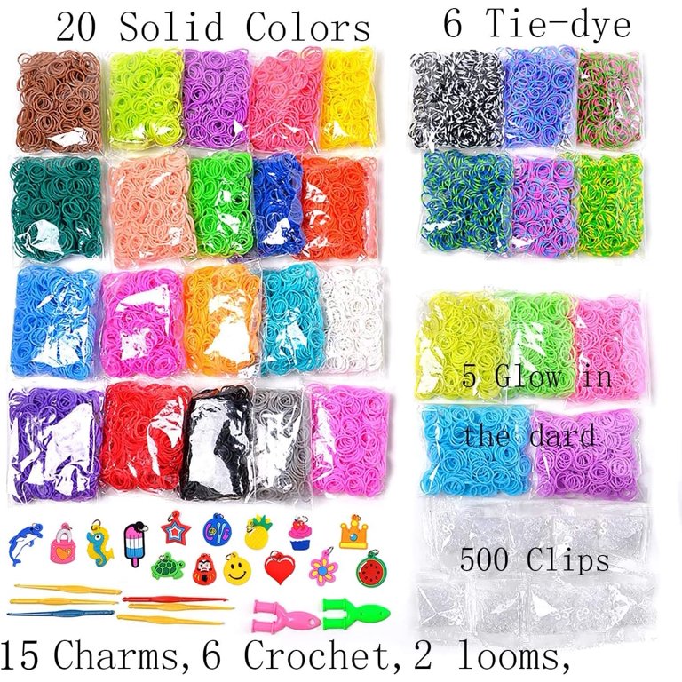 15000 Colorful Rubber Loom Bands Refill Kit for Boy Girl DIY Craft Gift Set  Include: + 500 Cute Clips+ 6 Hooks + 15 Charms 