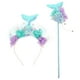 thumbnail image 1 of 1 juego de diadema con corona de sirena, cola de sirena con lentejuelas, aro para el pelo, varita de hada, accesorios para disfraz de sirena, 1 of 8