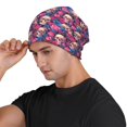 thumbnail image 3 of Xecao Skull rose blue flower Print Beanie Knitted Hat for Men Women, Winter Fashion Knit Cuffed Caps Unisex, 3 of 7