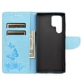 thumbnail image 4 of Allytech Wallet Case for Samsung Galaxy S22 Ultra 5G, Big Butterfly Embossed PU Leather Kickstand Flip Cover Shockproof Drop Protection Anti-scratch Wallet Cover for Samsung Galaxy S22 Ultra,Blue, 4 of 4