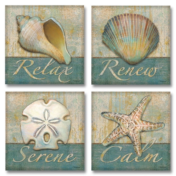 Relax, Calm, Serene, Renew Spa Posters; Set of Four 12x12in Paper Posters