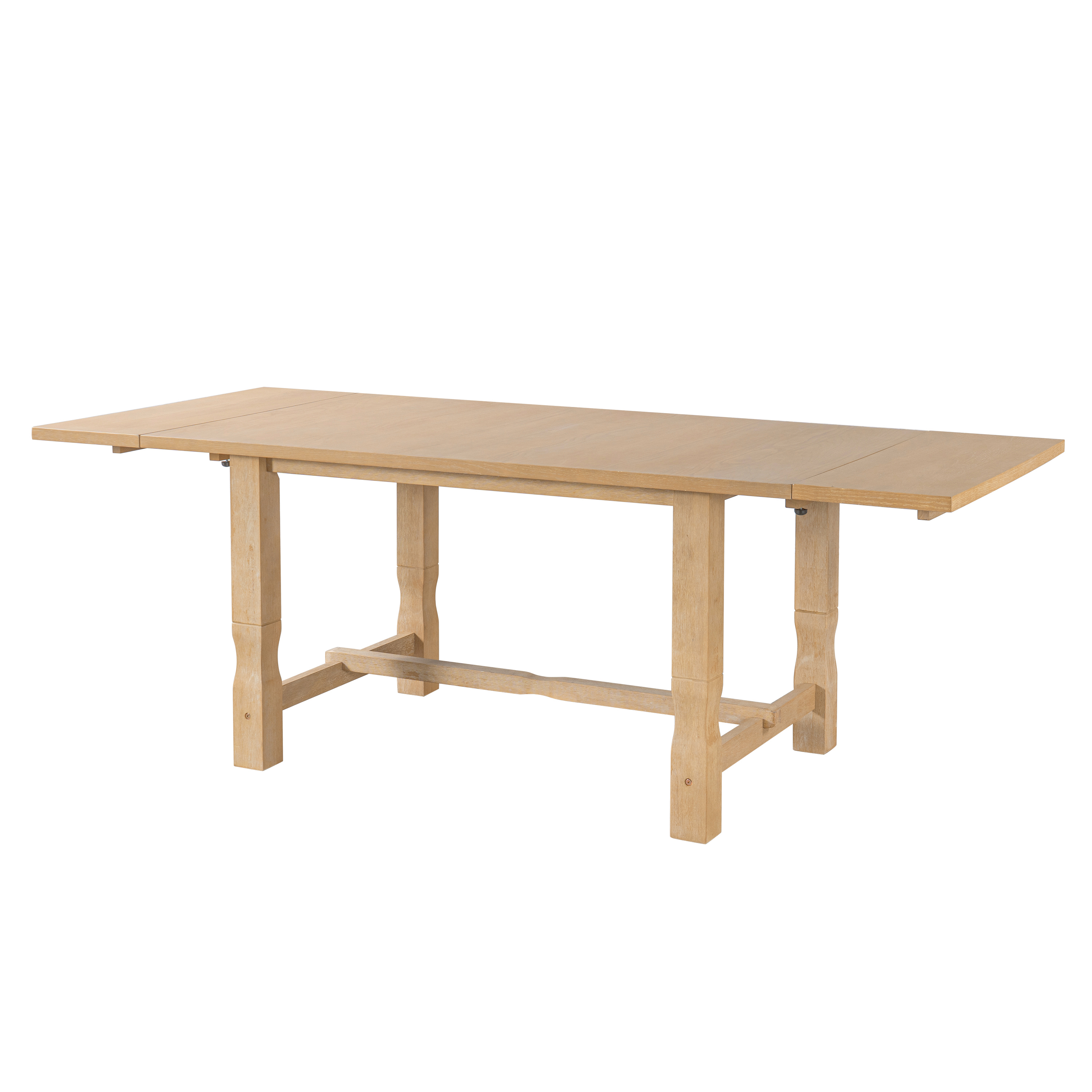 6-Piece Dining Set for 6, 84"Extendable Table with 2 Removable Leaves, 4 Chairs and 1 Bench