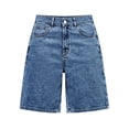 thumbnail image 5 of Clossjun Long Knee Length High Waisted Stretchy Cotton Jorts Bermuda Jean Shorts for Women with Pockets Denim Summer Clean Fit, 5 of 5