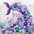 thumbnail image 5 of Decoración de cumpleaños de sirena, suministros de vajilla rosa, mantel, vasos de papel, platos, telón de fondo, juego de globos, regalos de recuerdo de bebé para niños, 5 of 5