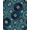 Navy Blue Teal Gold, Pattern 4, variant on ODIKA Music Gothic Note Record Player Inspired Round Crimson Movie for Dorm Room, Small Living Apartment, Stain Resistant Low Profile