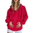 thumbnail image 3 of Hoodie Women Lightweight Hoodie Travel Pullover Style Women's Casual Pullover Hoodie Solid Color Raglan Sleeve Comfortable Sweatshirt Lightweight Warm Hooded Jacket For Everyday Wear, 3 of 7