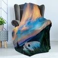 thumbnail image 4 of Lake Tahoe Soft Flannel Fleece Throw Blanket, High Angle View Californian Freshwater Lake Tranquil Scene Sundown, Cozy Plush for Indoor and Outdoor Use, 60" x 80", Forest Green Sky Blue, by Ambesonne, 4 of 5