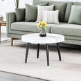 thumbnail image 6 of Elegant White Marble Coffee Table, 23.6-inch Diameter, Tabletop, Suction Molding Surface Treatment, Black Metal Leg Base, Adjustable Feet Fashionable Design Bedroom 23.6" , Molding, Legs, Feature, 6 of 6
