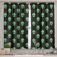 thumbnail image 2 of Ambesonne Alien Valance & Curtain, Martian Design, 55"x45", Fern Green Black, 2 of 6