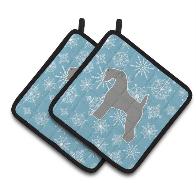 Caroline's Treasures Winter Snowflake Kerry Blue Terrier - Par de soportes para macetas BB3492PTHD, 7.5HX7.5W, Multicolor Caroline's Treasures BB3492PTHD