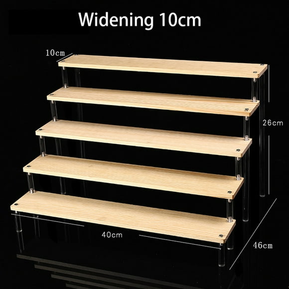 1-5 Tier Wood Minifigures Display Risers Shelf Acrylic Display Stand for Amiibo Funko POP Figures Collectibles Minifigure Doll QZX