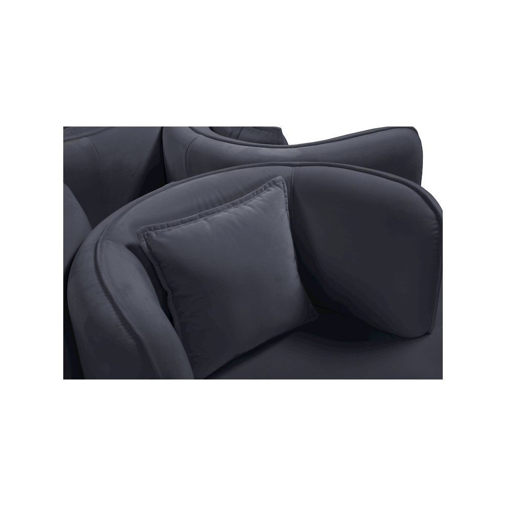 Meridian Furniture Circlet Gray Velvet Roundabout Sofa with Gold Iron Legs