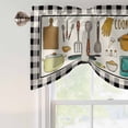 thumbnail image 4 of Kitchenware Tie Up Valance Curtains for Windows, Kitchen Curtains Window Treatments, Vintage Kitchen Cooking Tool White Black Checkered Short Window Shades Valances for Bedroom Bathroom Cafe 54"x18", 4 of 8
