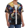 thumbnail image 2 of Sikiie Cool Cat With Sunglasses Men's Cuban Shirt, Hawaiian Shirts, Business Casual Button Down Shirts, Short Sleeve Shirt-X-Large, 2 of 5