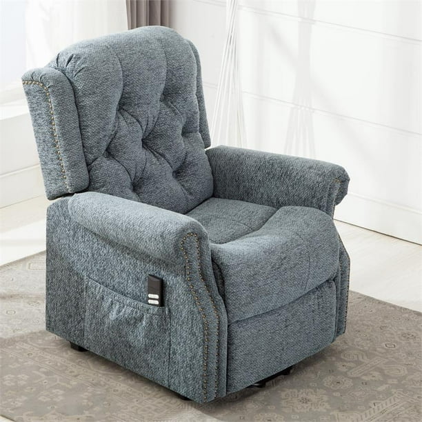 Madison Steel Blue Fabric Recliner and Lift Chair