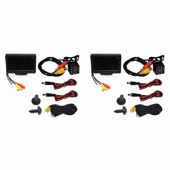 2X Rear View Camera Wide Degree 4.3inch TFT LCD Display or Monitor Waterproof Night Vision Reversing Backup